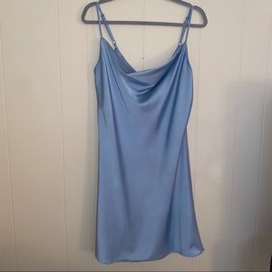 Light blue cowl neck slip dress